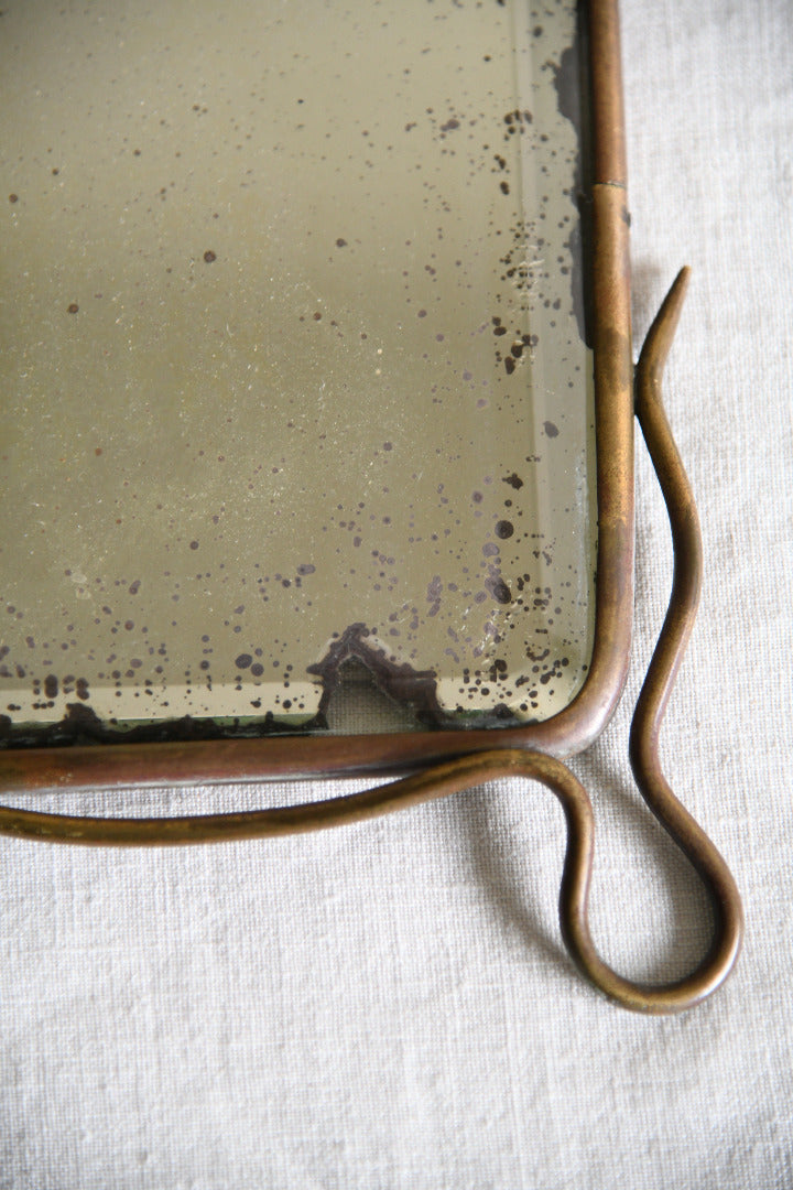 Antique Art Nouveau Brass Wall Mirror