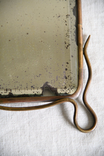 Antique Art Nouveau Brass Wall Mirror