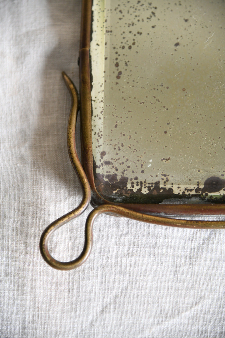 Antique Art Nouveau Brass Wall Mirror