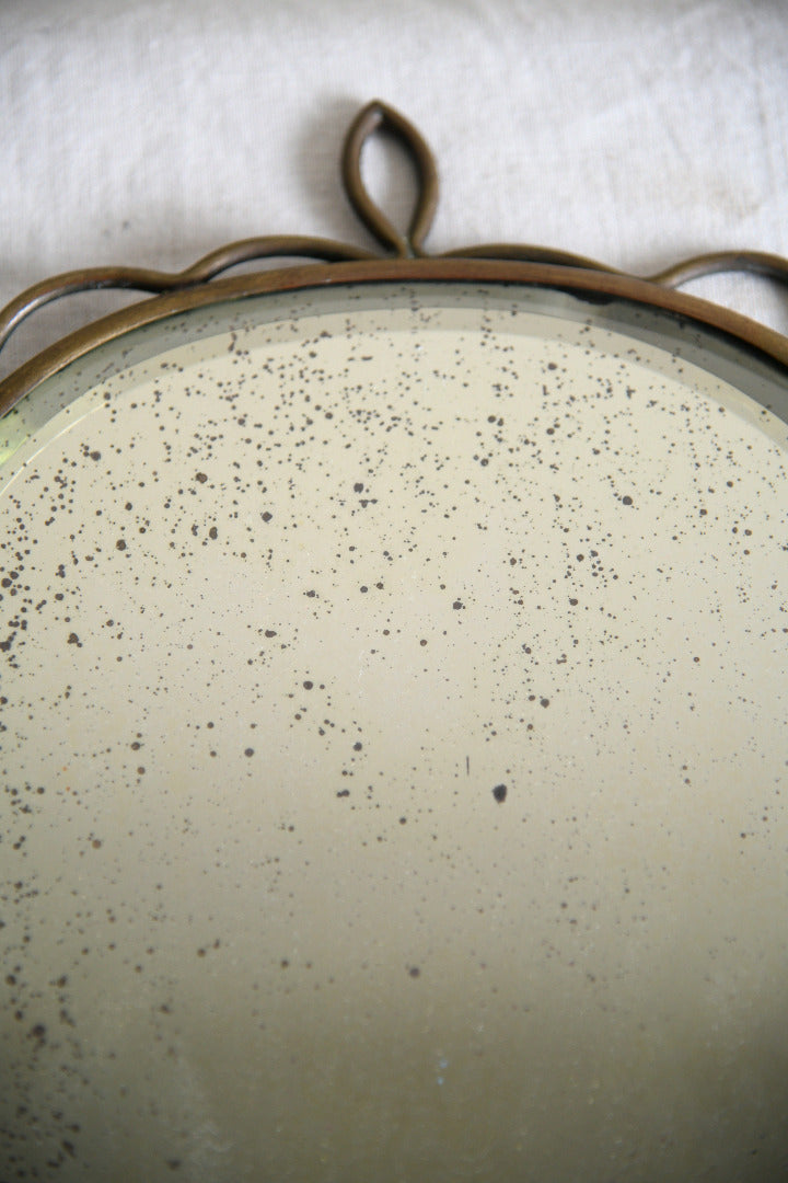 Antique Art Nouveau Brass Wall Mirror