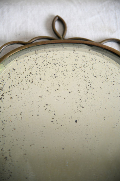 Antique Art Nouveau Brass Wall Mirror