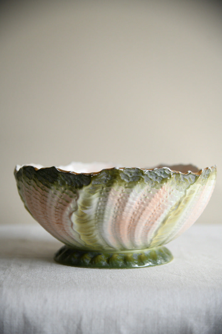 Antique Majolica Cabbage Leaf Bowl