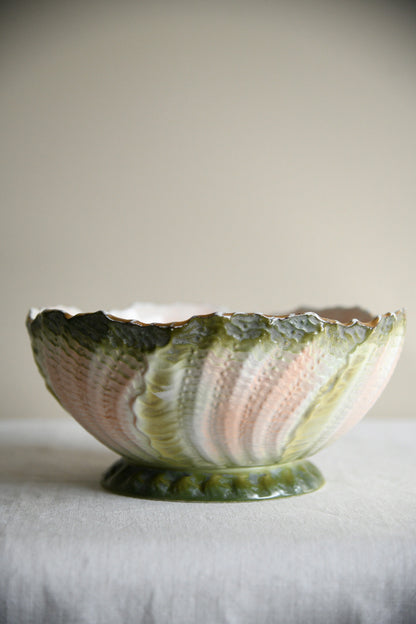 Antique Majolica Cabbage Leaf Bowl