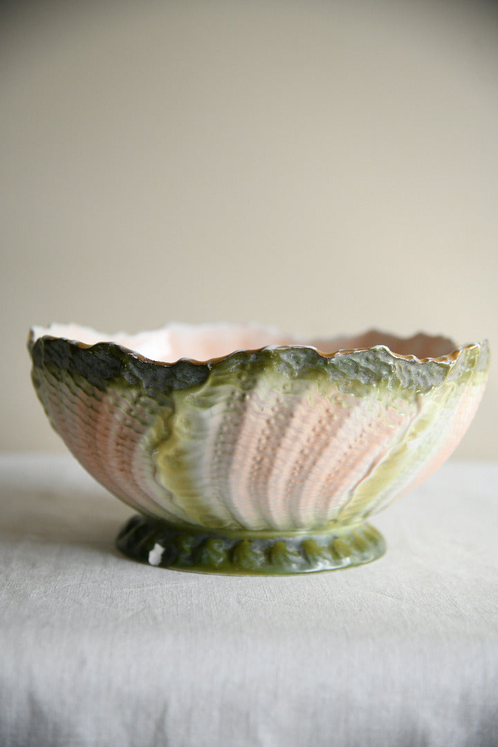 Antique Majolica Cabbage Leaf Bowl