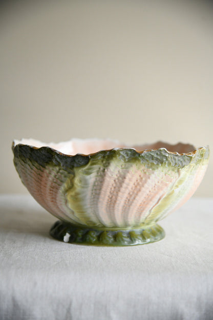 Antique Majolica Cabbage Leaf Bowl
