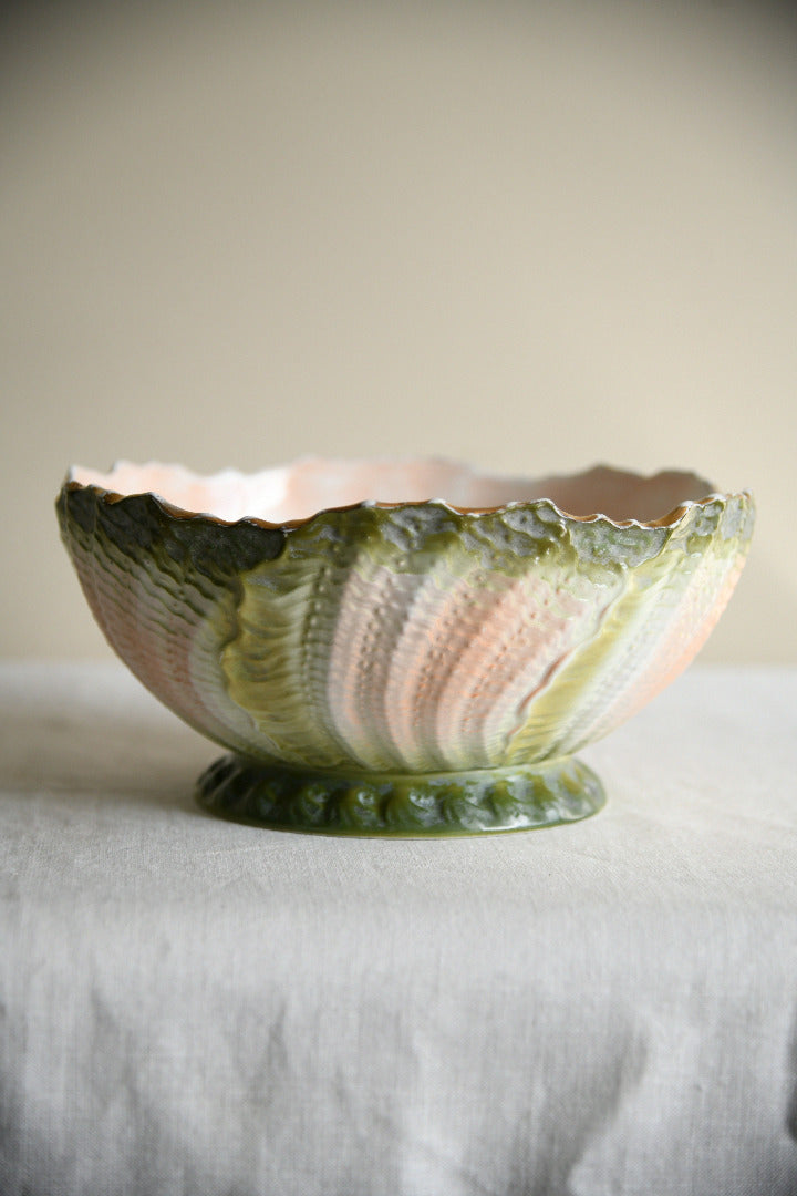 Antique Majolica Cabbage Leaf Bowl