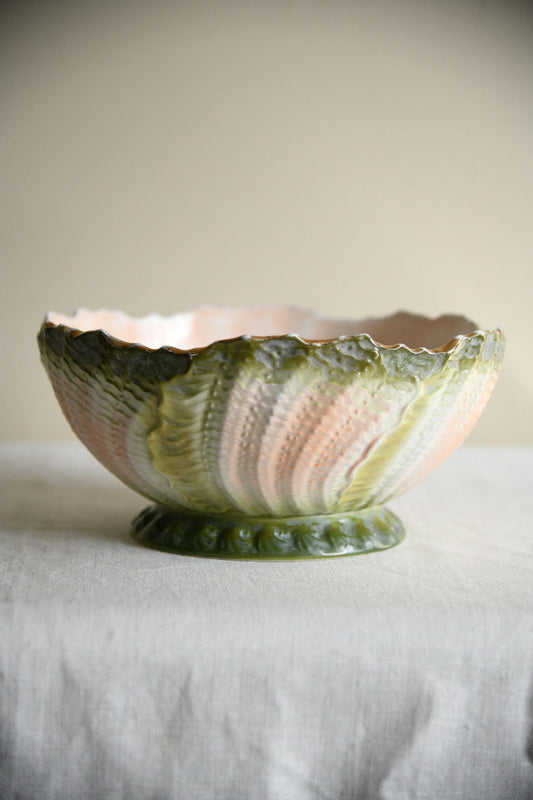 Antique Majolica Cabbage Leaf Bowl