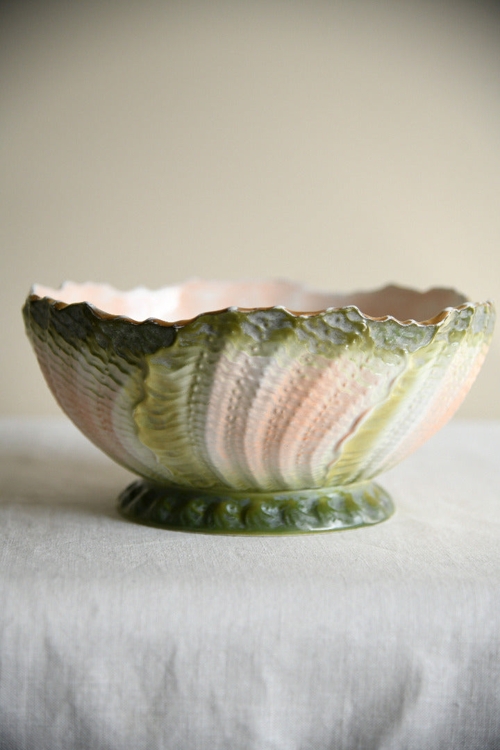 Antique Majolica Cabbage Leaf Bowl