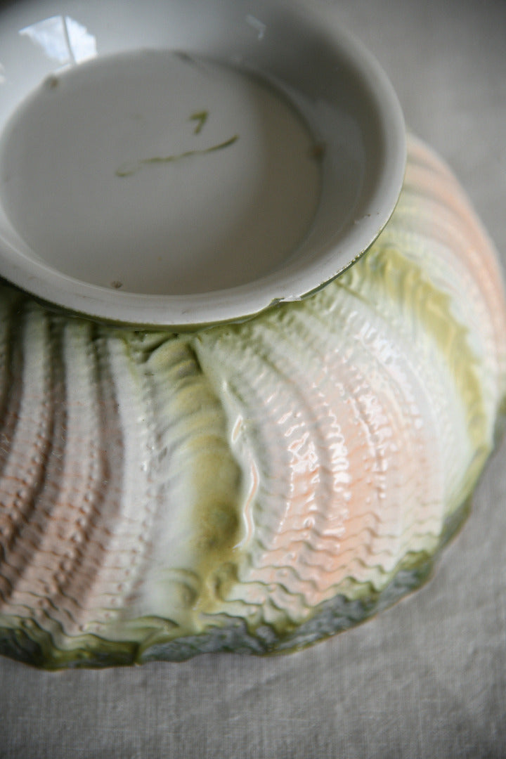 Antique Majolica Cabbage Leaf Bowl
