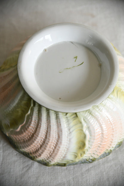Antique Majolica Cabbage Leaf Bowl