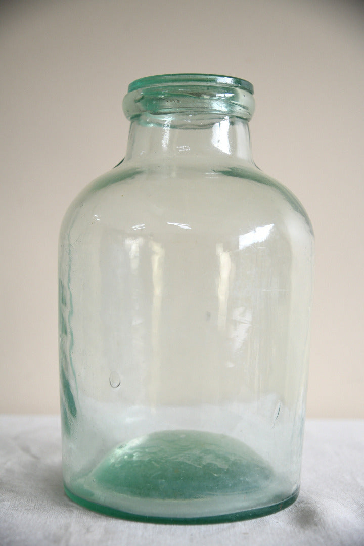 Large Vintage Green Glass Storage Jar