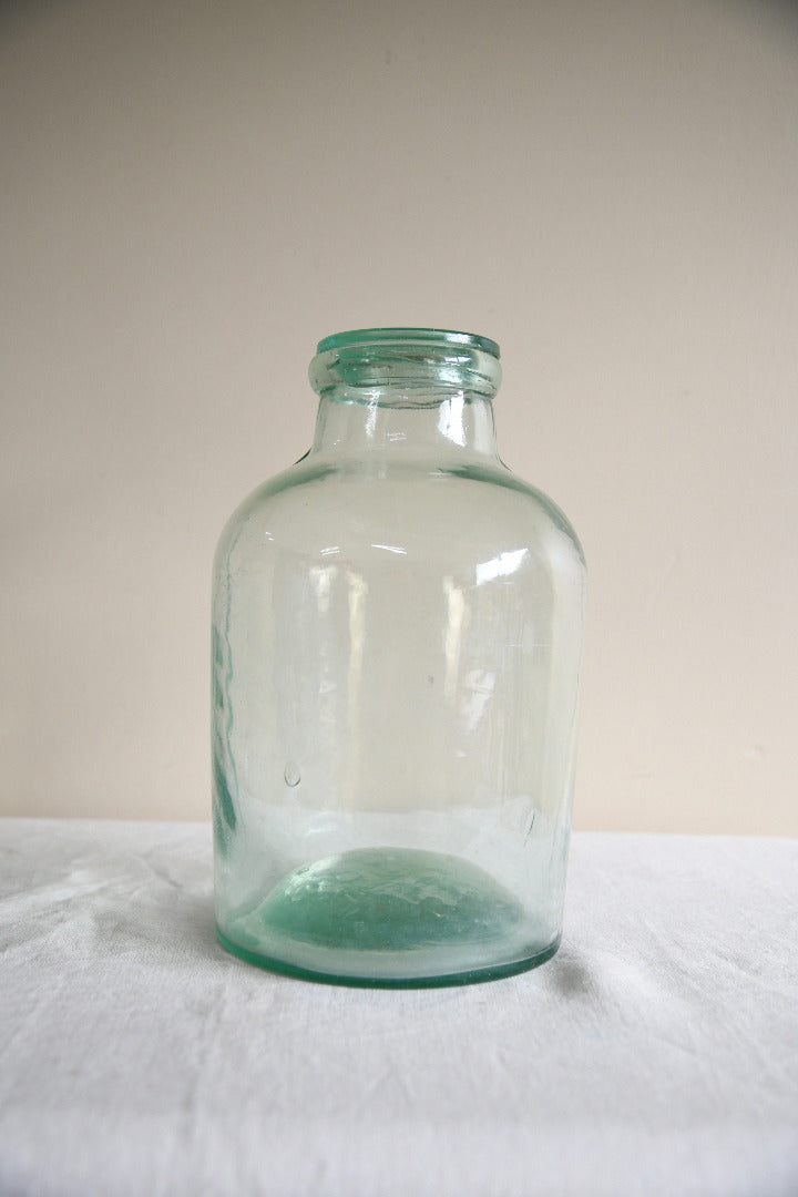 Large Vintage Green Glass Storage Jar
