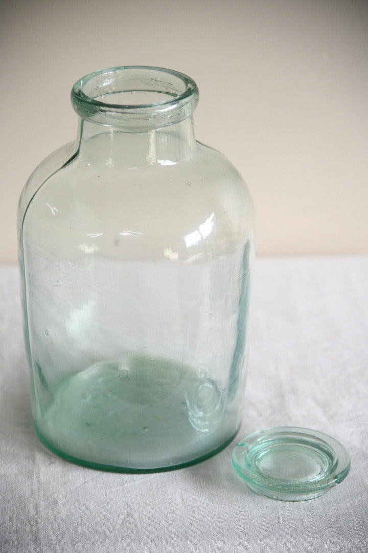 Large Vintage Green Glass Storage Jar