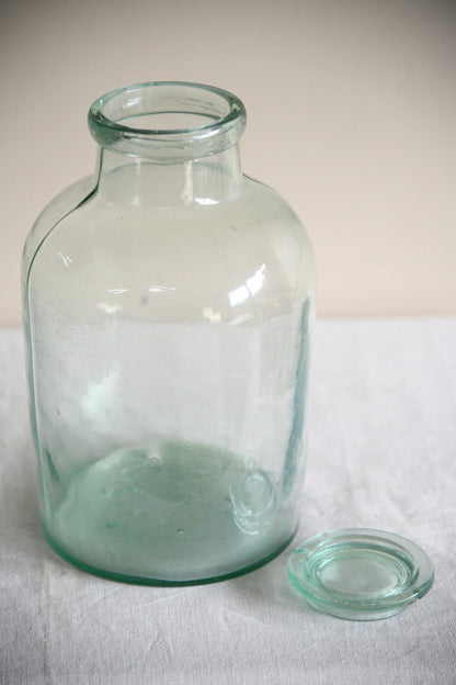 Large Vintage Green Glass Storage Jar
