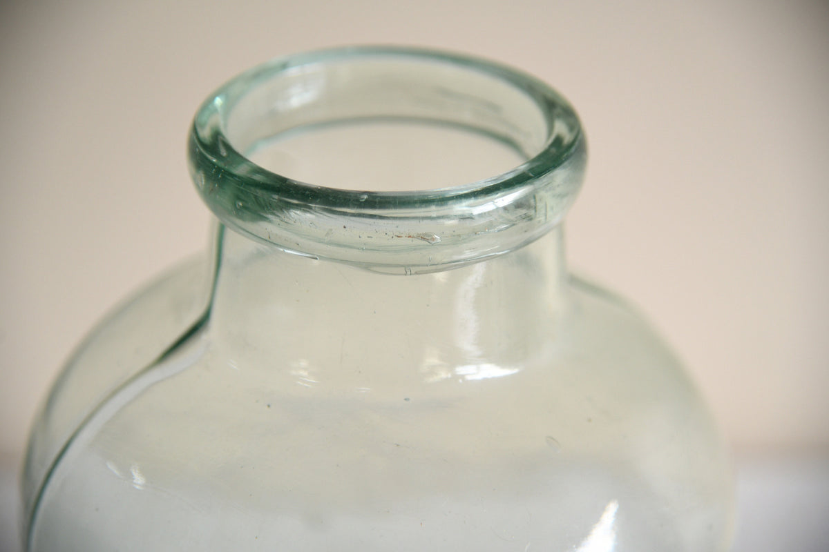 Large Vintage Green Glass Storage Jar
