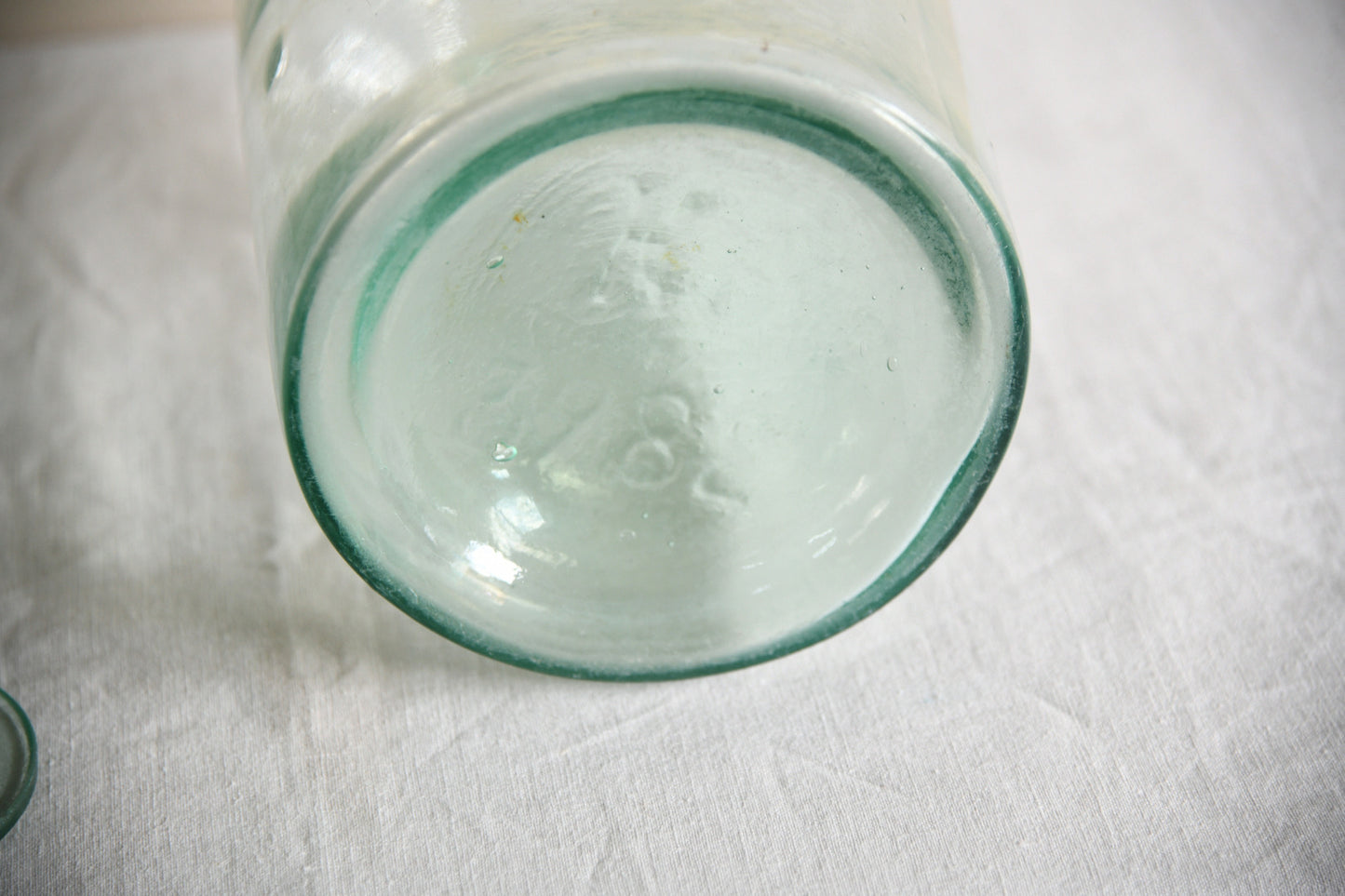 Large Vintage Green Glass Storage Jar