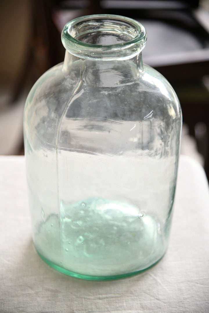 Large Vintage Green Glass Storage Jar