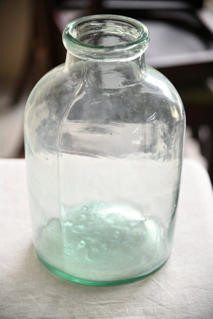 Large Vintage Green Glass Storage Jar