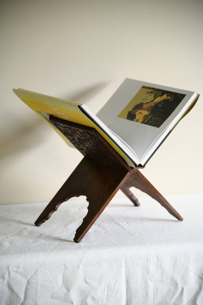 Vintage Indian Carved Wooden Folding Book Stand