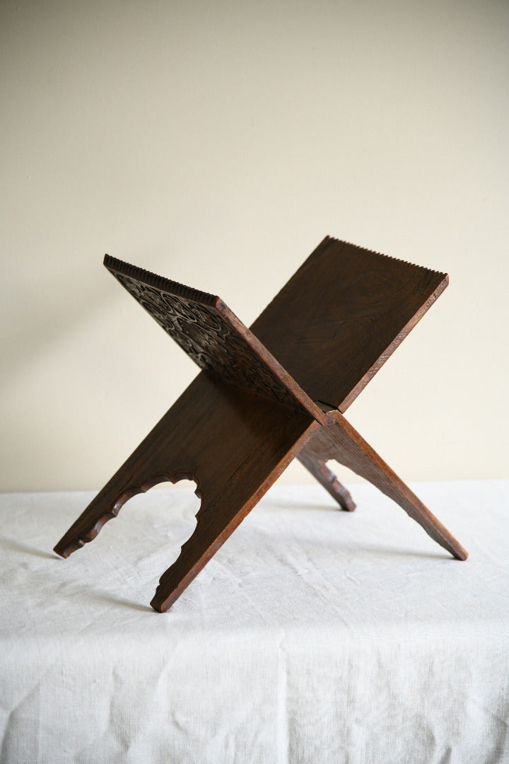 Vintage Indian Carved Wooden Folding Book Stand