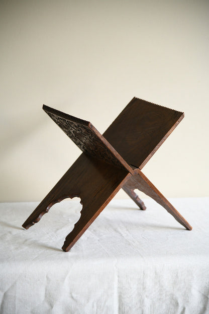 Vintage Indian Carved Wooden Folding Book Stand