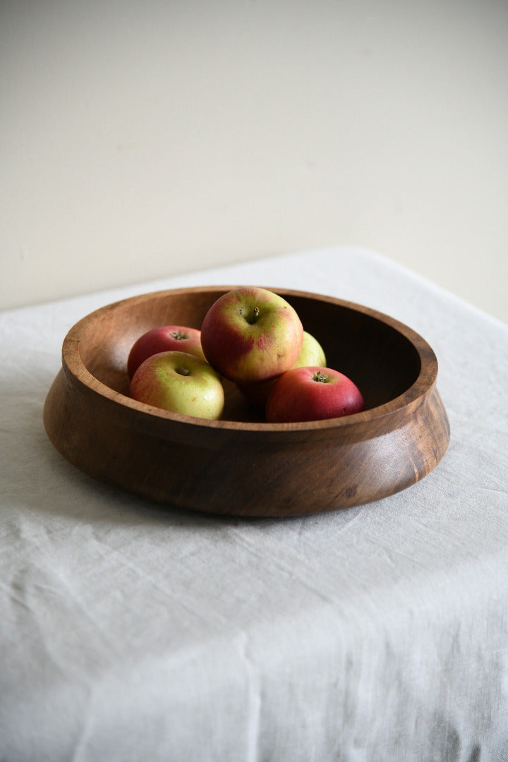 Vintage Turned Teak Fruit Bowl