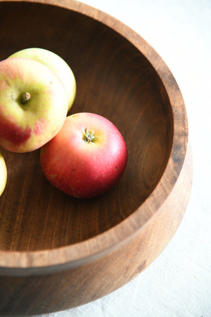 Vintage Turned Teak Fruit Bowl