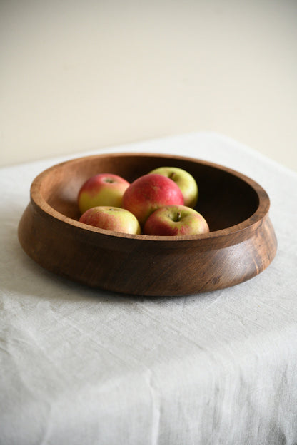 Vintage Turned Teak Fruit Bowl