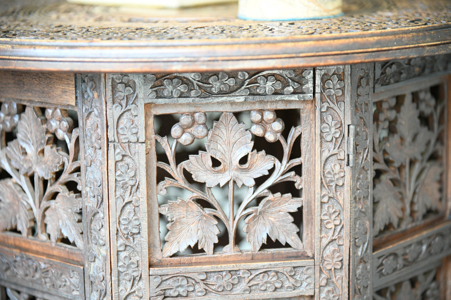Antique Anglo Indian Carved Folding Side Table