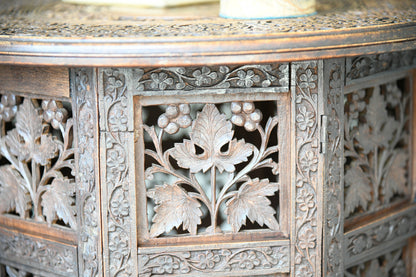 Antique Anglo Indian Carved Folding Side Table