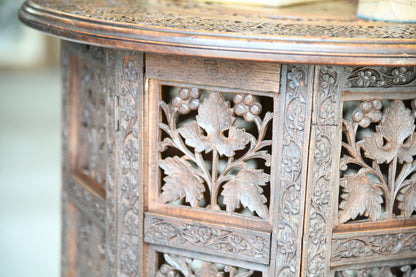 Antique Anglo Indian Carved Folding Side Table
