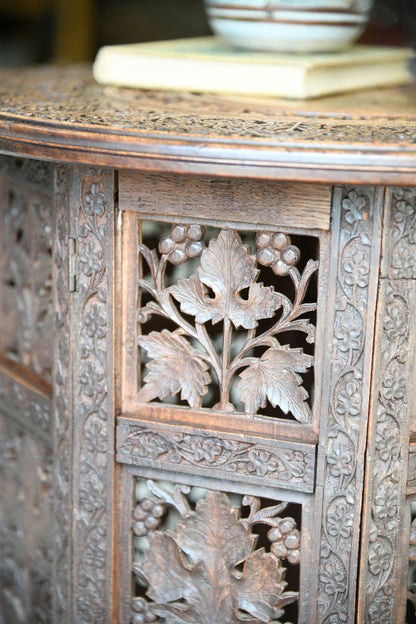 Antique Anglo Indian Carved Folding Side Table