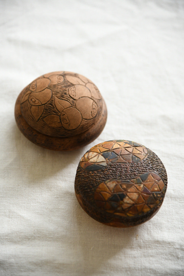 Folk Art Decorated Wooden Trinket Boxes