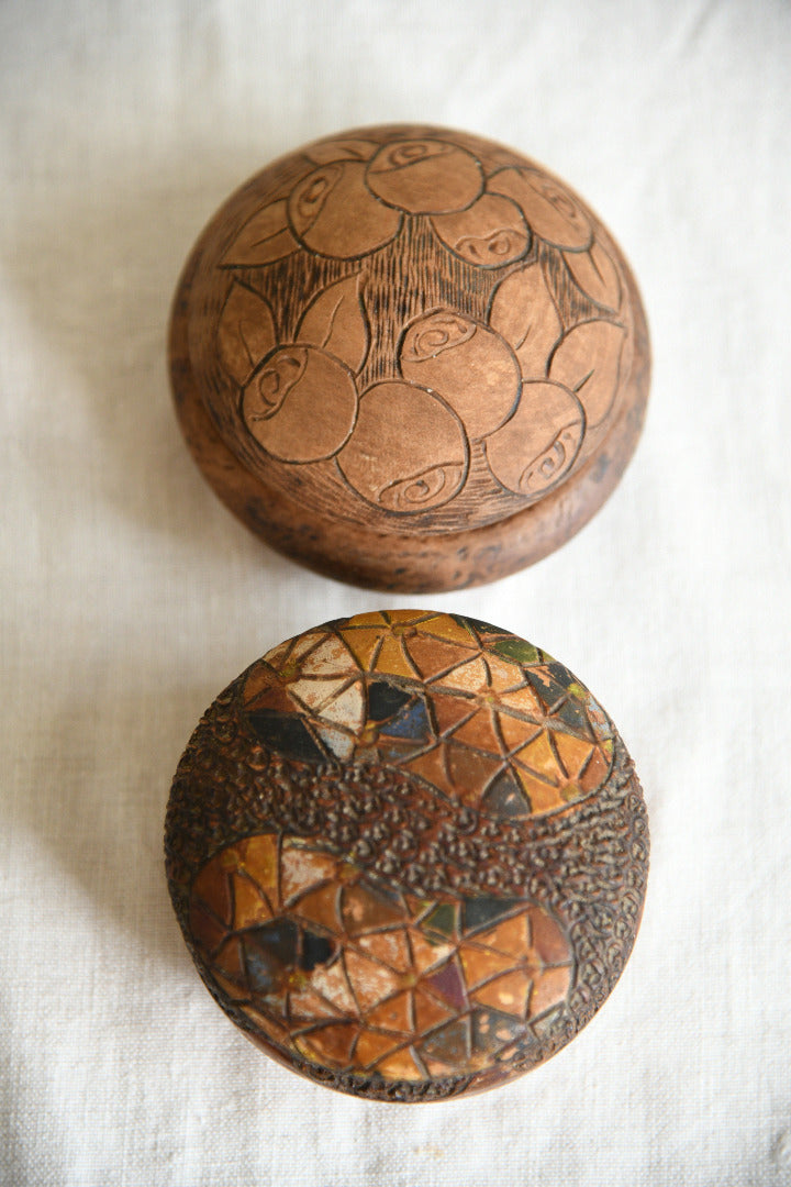 Folk Art Decorated Wooden Trinket Boxes