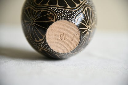 Vintage Black Glazed Studio Pottery Vase