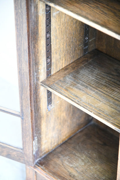 1930s Oak Leaded Glass Display Cabinet Bookcase