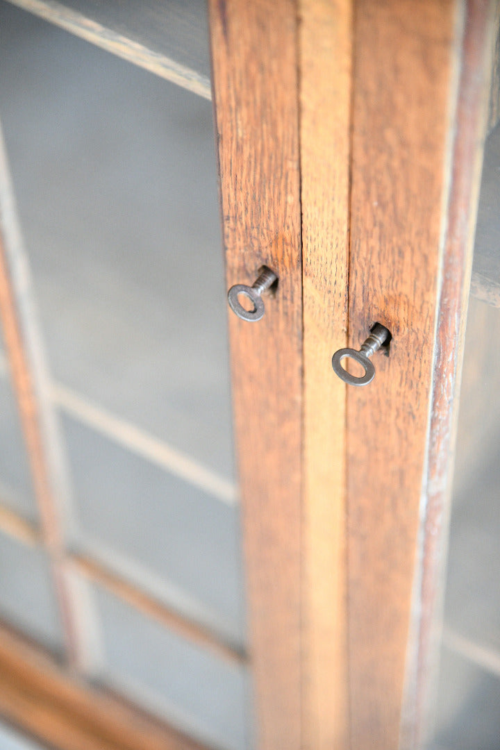 1930s Oak Leaded Glass Display Cabinet Bookcase
