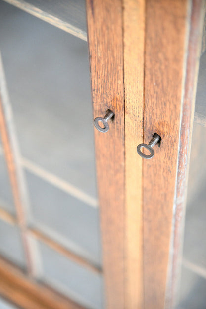 1930s Oak Leaded Glass Display Cabinet Bookcase