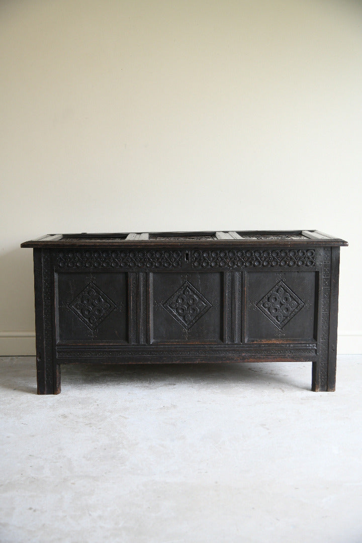 17th Century Carved & Initialled Oak Coffer