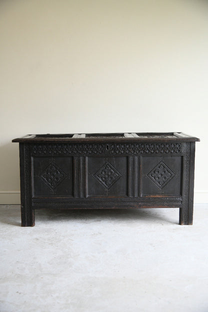 17th Century Carved & Initialled Oak Coffer