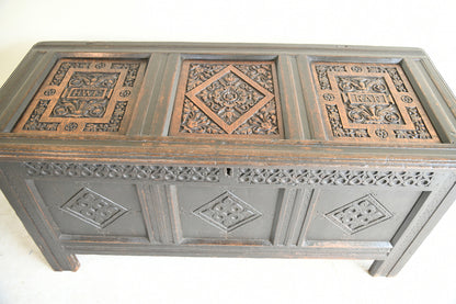 17th Century Carved & Initialled Oak Coffer