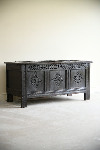 17th Century Carved & Initialled Oak Coffer