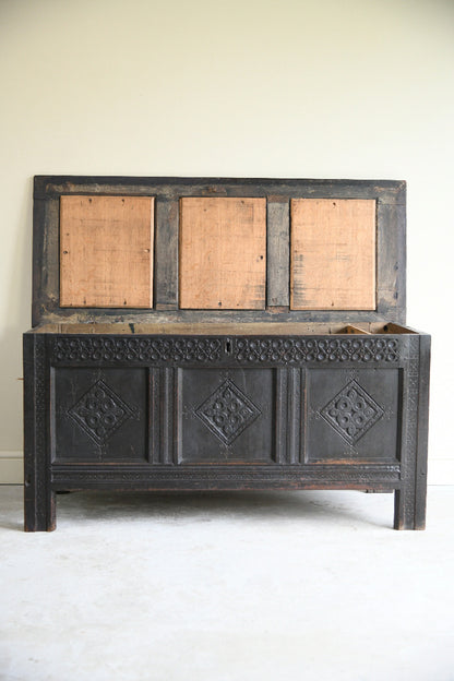 17th Century Carved & Initialled Oak Coffer