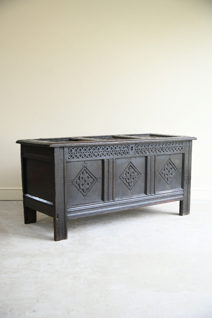 17th Century Carved & Initialled Oak Coffer
