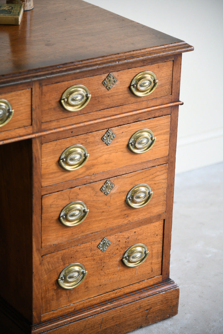 Antique Walnut Pedestal Desk by J. Ridge, Croydon