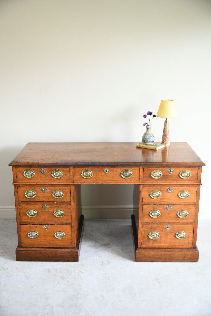 Antique Walnut Pedestal Desk by J. Ridge, Croydon