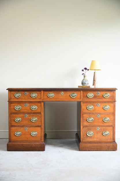 Antique Walnut Pedestal Desk by J. Ridge, Croydon