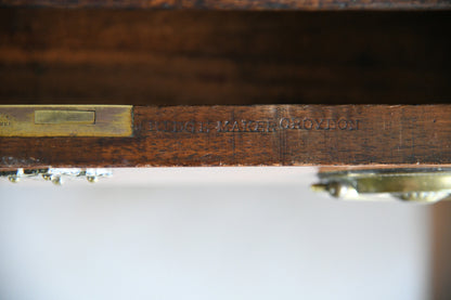 Antique Walnut Pedestal Desk by J. Ridge, Croydon