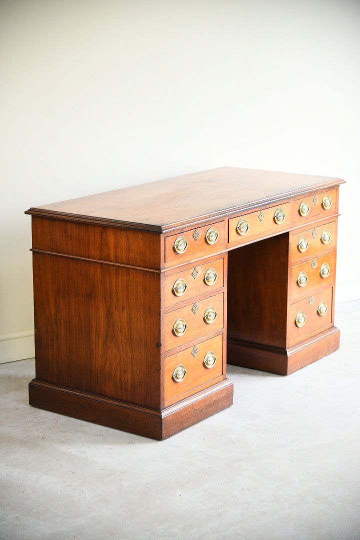 Antique Walnut Pedestal Desk by J. Ridge, Croydon