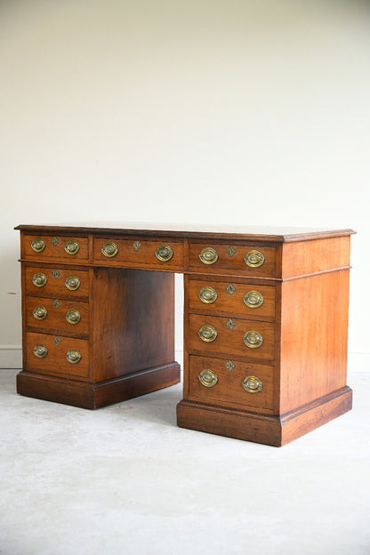 Antique Walnut Pedestal Desk by J. Ridge, Croydon